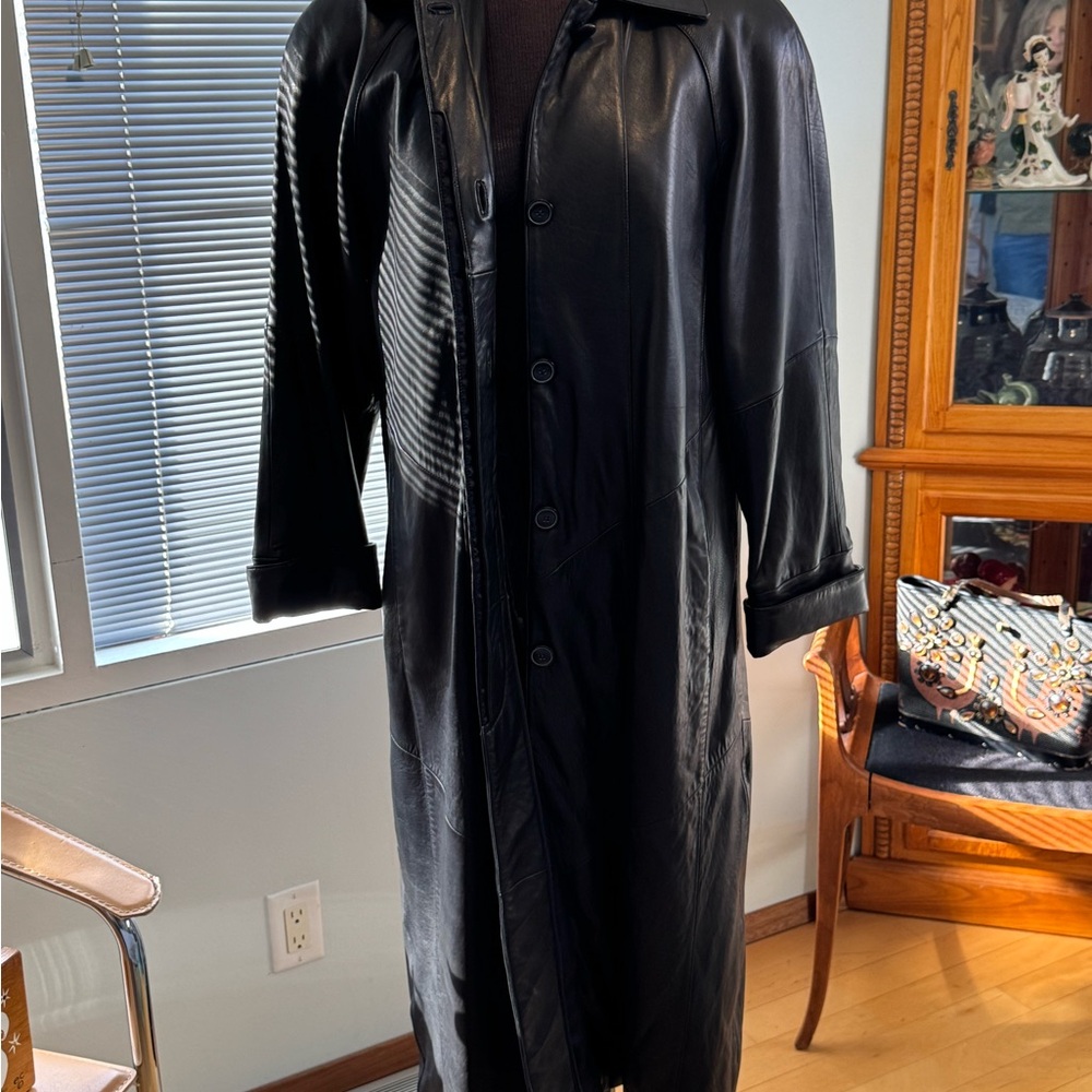 Black Leather Women's Coat